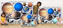 Load image into Gallery viewer, planets and space shuttles wall decals theme room size comparison