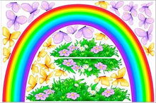 Load image into Gallery viewer, rainbow and butterflies wall sticker theme room print view