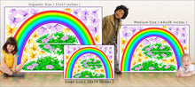 Load image into Gallery viewer, bright rainbow wall decal theme room size comparison