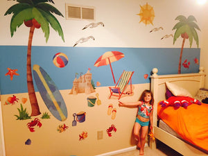 Creative use of Ocean or Beach Theme Wall Decals 