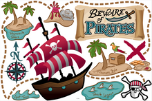 Load image into Gallery viewer, istickup™ Beware of Pirates! Removable Fabric Wall Stickers
