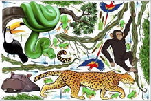 Load image into Gallery viewer, jungle exploration wall decals/stickers print view
