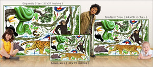 jungle exploration wall decals/stickers size comparison