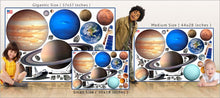 Load image into Gallery viewer, planets and space shuttles wall decals theme room size comparison
