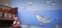 Load image into Gallery viewer, playful dolphins wall decals theme room
