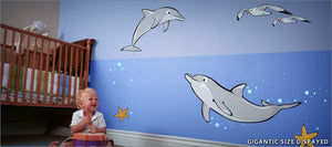 playful dolphins wall decals theme room