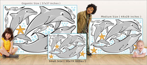 playful dolphin wall decals size comparison