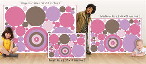 pink purple dot wall decals size comparison