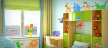 Load image into Gallery viewer, cute jungle animal wall decals theme room
