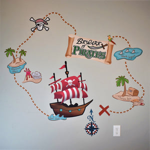 iStickUp Beware of Pirates! Removable Fabric Wall Stickers
